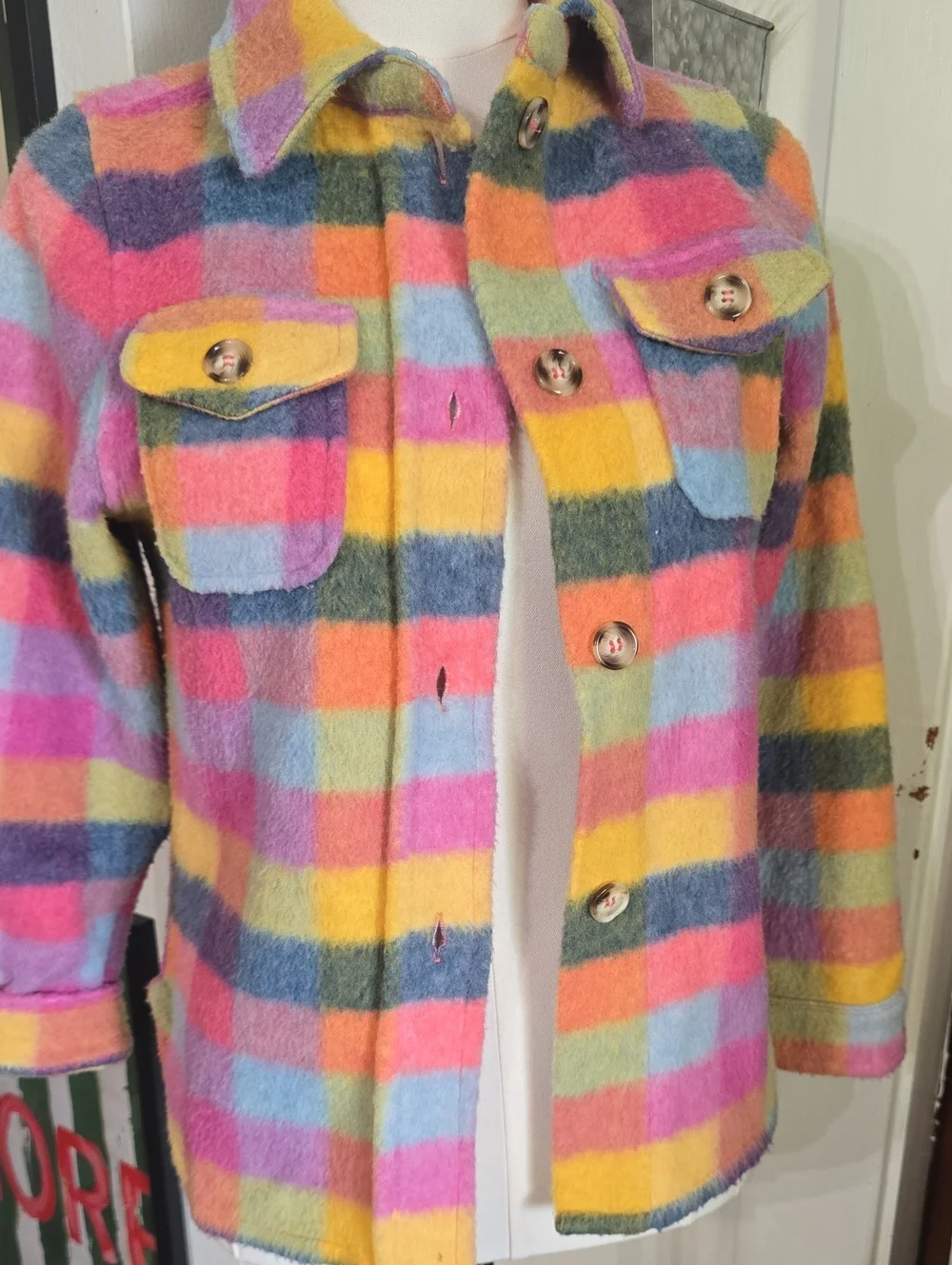 Bke Kids Multi-Color Plaid Button-Up Jacket Shacket Flannel Shirt